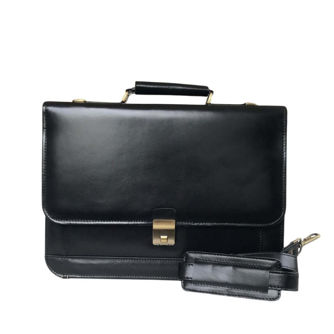 Leather Black Laptop Bag A4 - Bag X