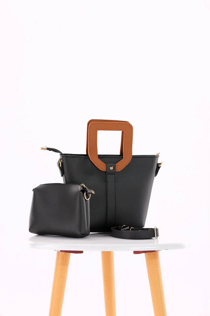 Voyage Black / Brown women's shoulder bag in black by Bag X