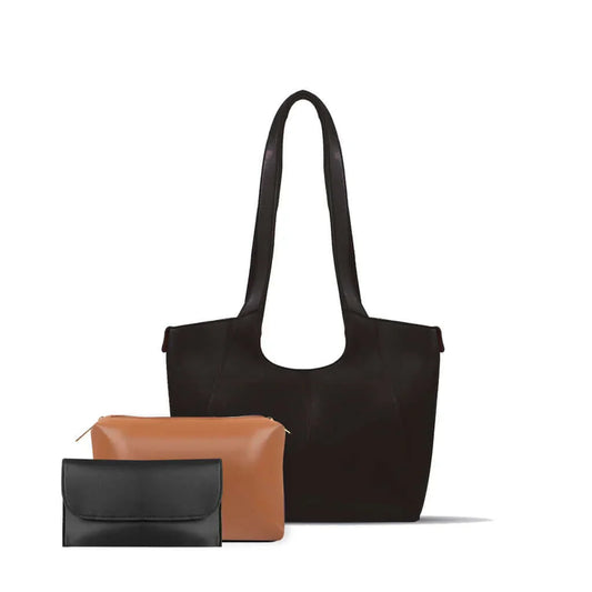 AMBER 3 PCS  BLACK TOTE BAG