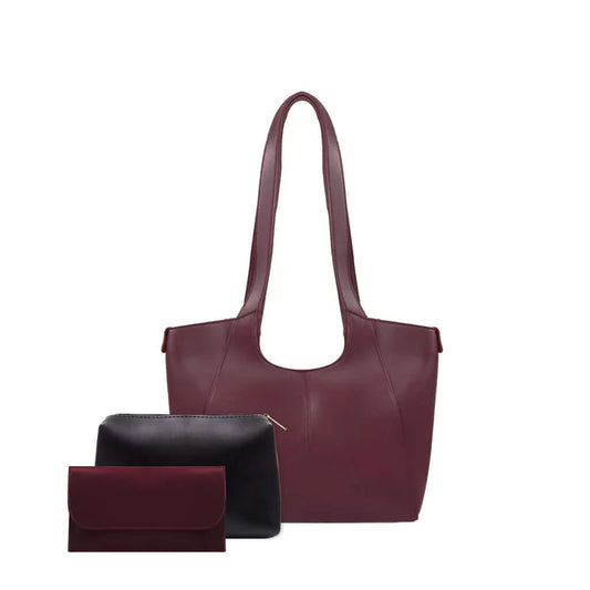 AMBER 3 PCS  MAROON TOTE BAG